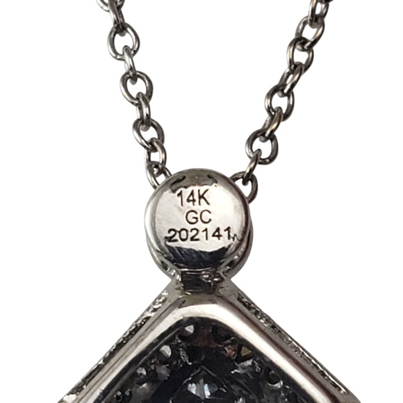 Gabriel & Co. 14 Karat White Gold Diamond Cluster Pendant Necklace #20713 - Picture 5 of 8